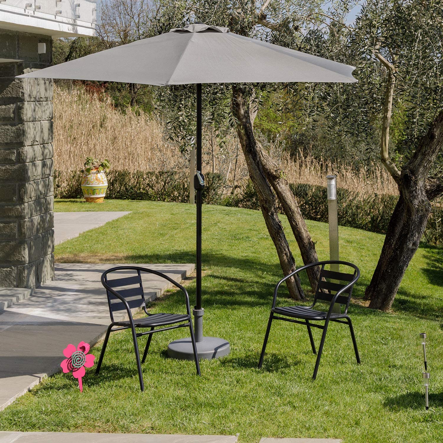 Baroni Home Ombrellone da Giardino Grigio 270x236 cm con Manovella