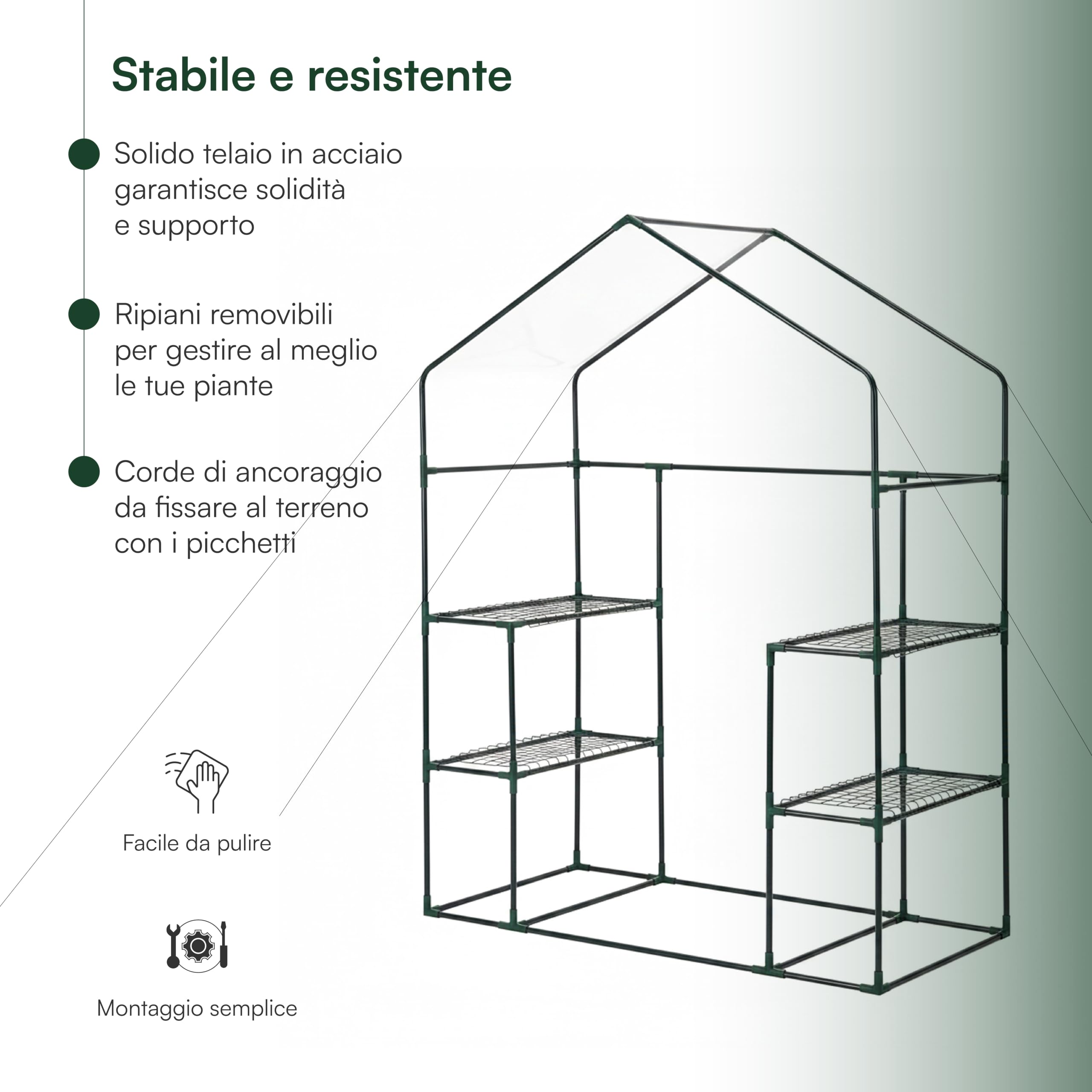 Baroni Home serra casetta 143x72x195 cm con ripiani in PVC