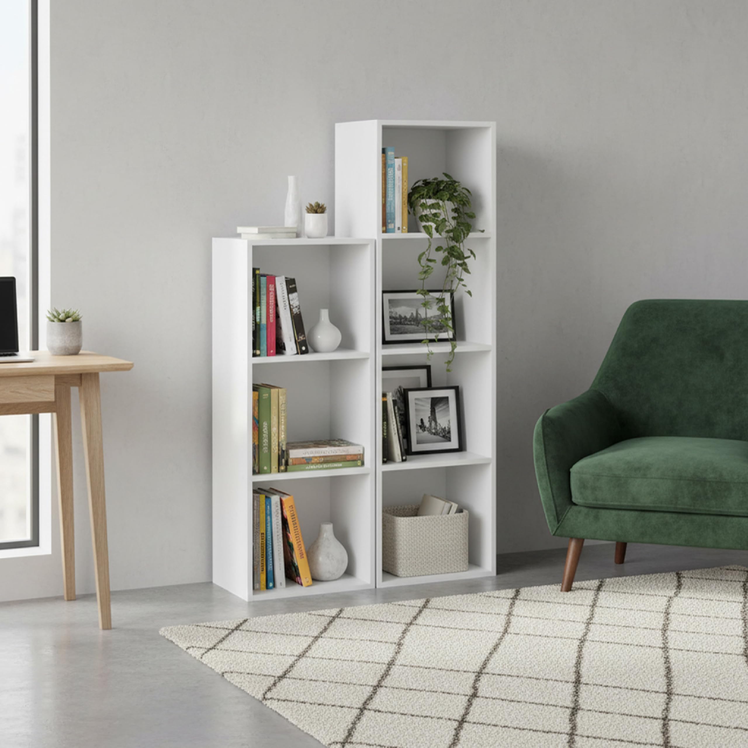 Baroni Libreria Cubi Bianca 4 Ripiani 24x31x106 cm