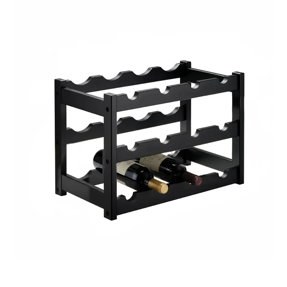 Baroni Home Cantinetta Portabottiglie 12 Bottiglie 24x46x30 Nero