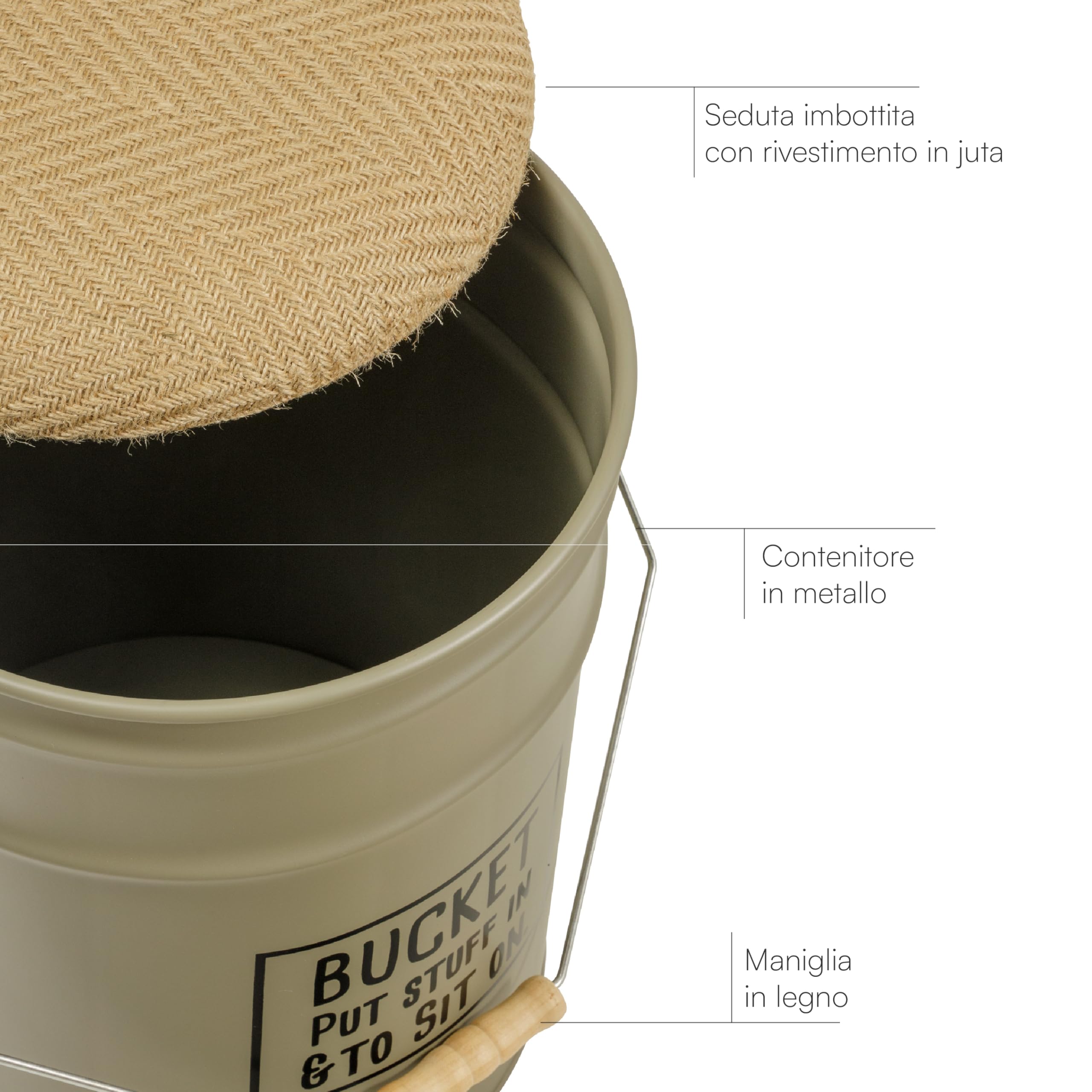 Baroni Home pouf contenitore tortora juta 40x31 cm