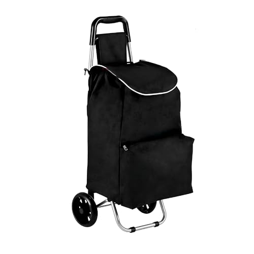 Baroni Home Carrello Spesa 35L Nero 35x35x94 cm Ruote