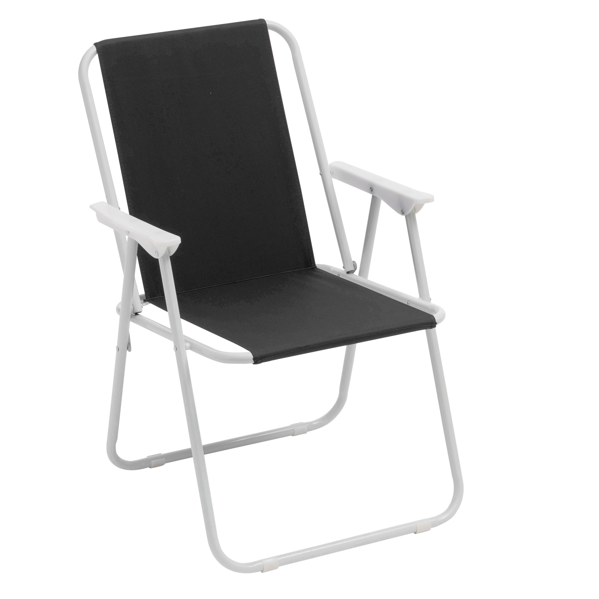 Baroni Home Sedia Pieghevole Mare Set 2 Nere con Braccioli