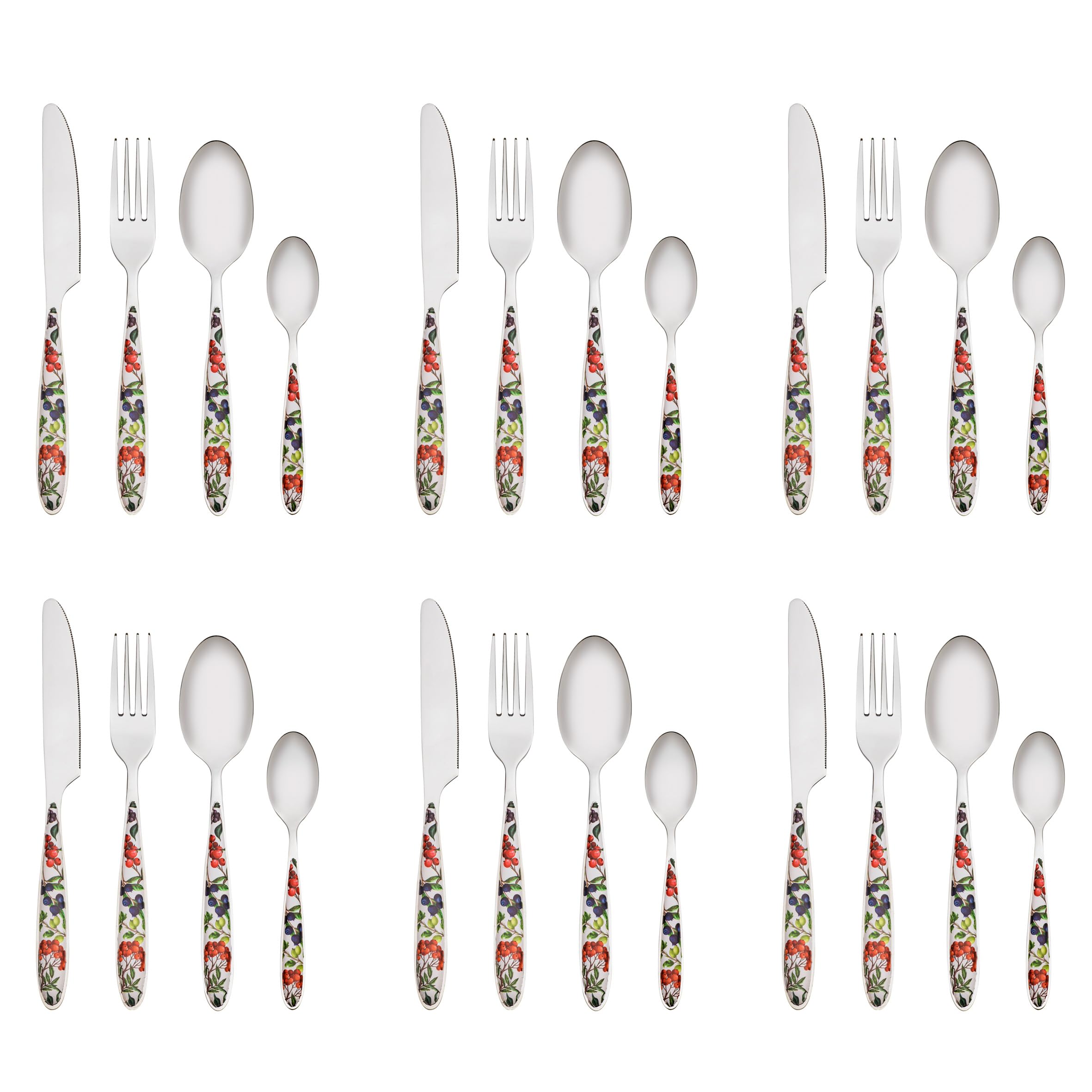 Baroni Home set posate 24 pz acciaio inox bacche 6 persone