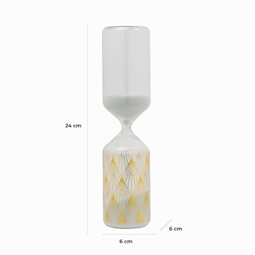 Baroni Home clessidra decorativa bianca oro 6x6x24 cm vetro