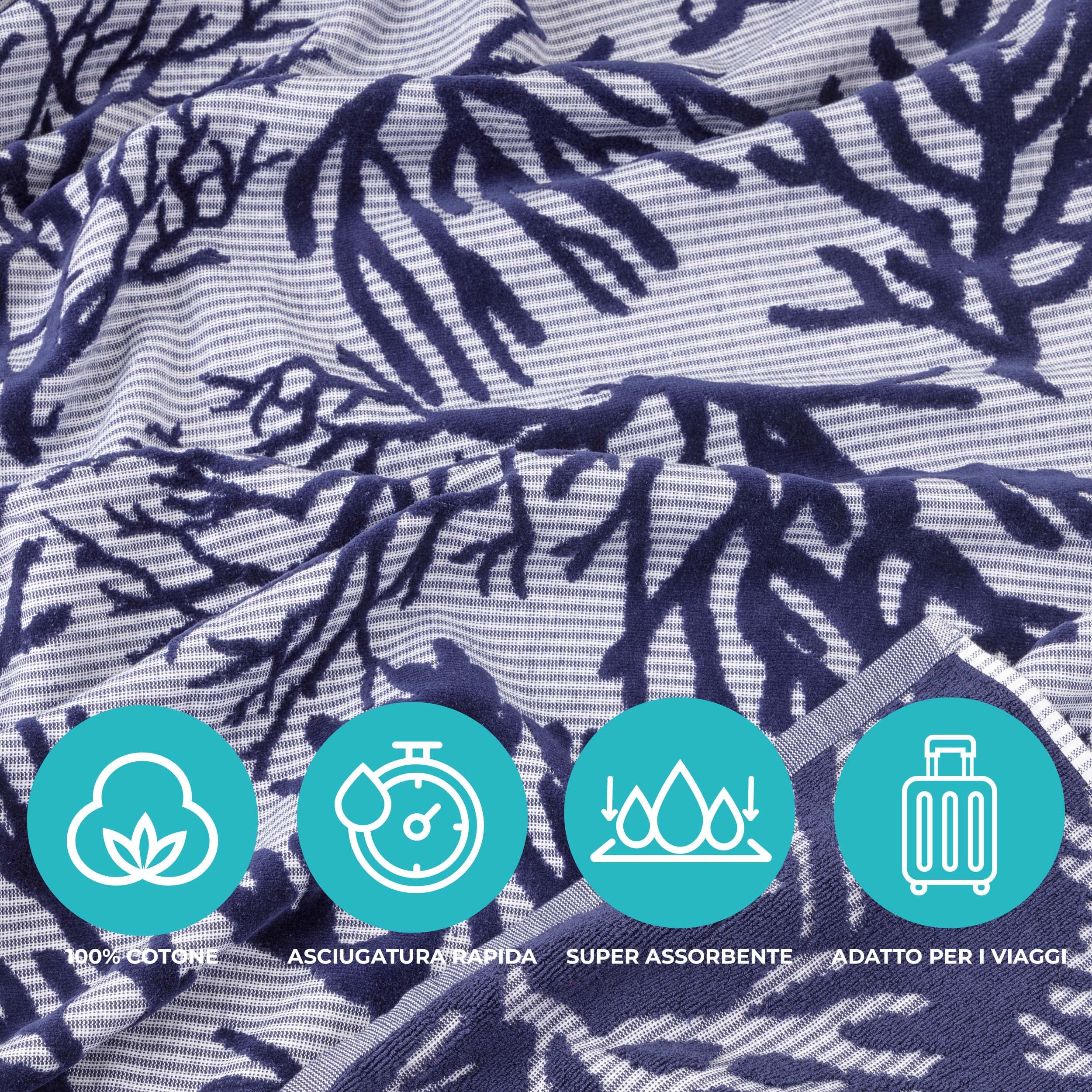 Baroni Home Telo Mare Jacquard Blu 90x160 cm Cotone