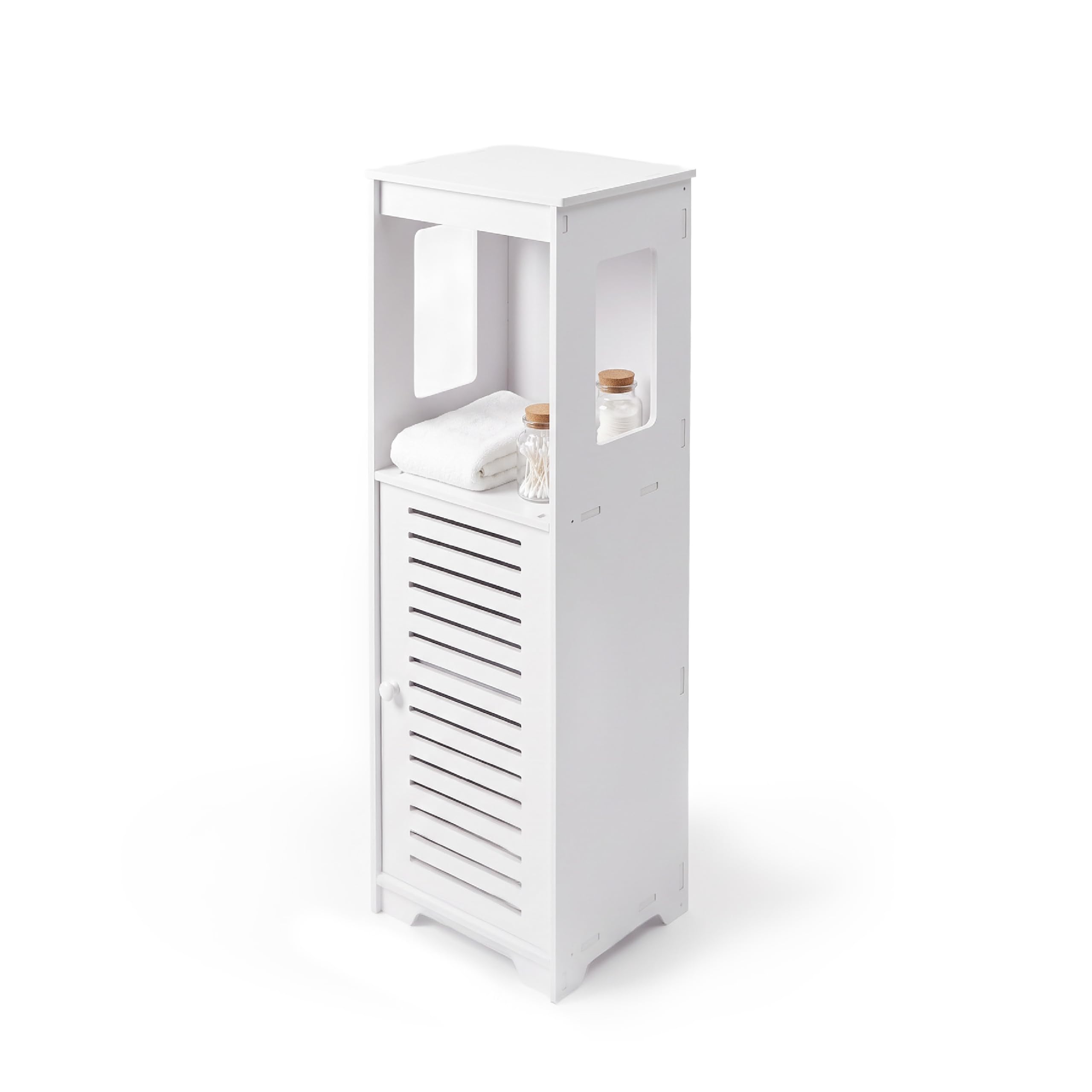 Baroni Home Mobiletto Bagno 2 Ante Alte 3 Ripiani 45x25x90 cm