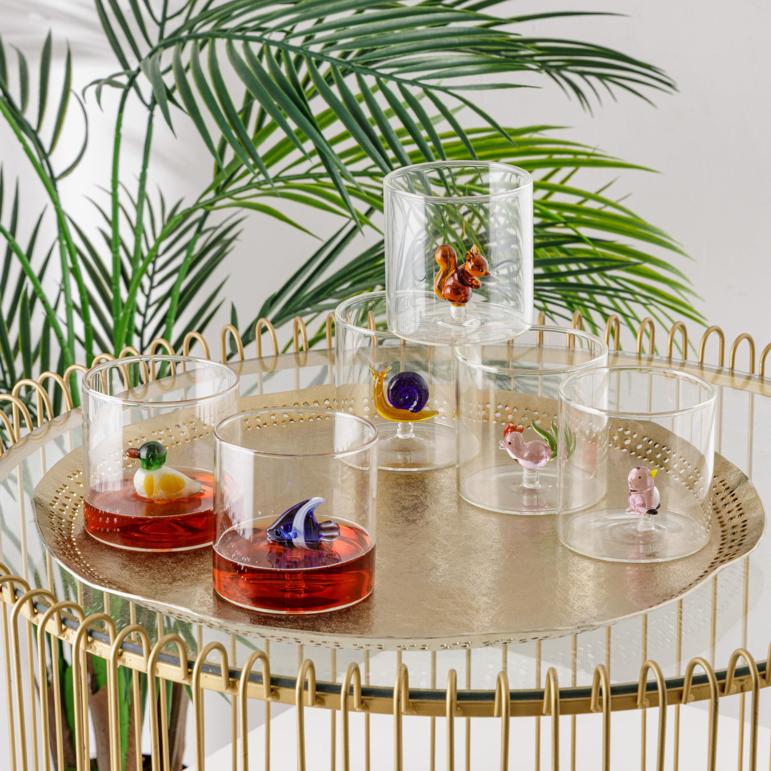 Baroni Home Set 6 Bicchieri Vetro 32 CL Animali Borosilicato