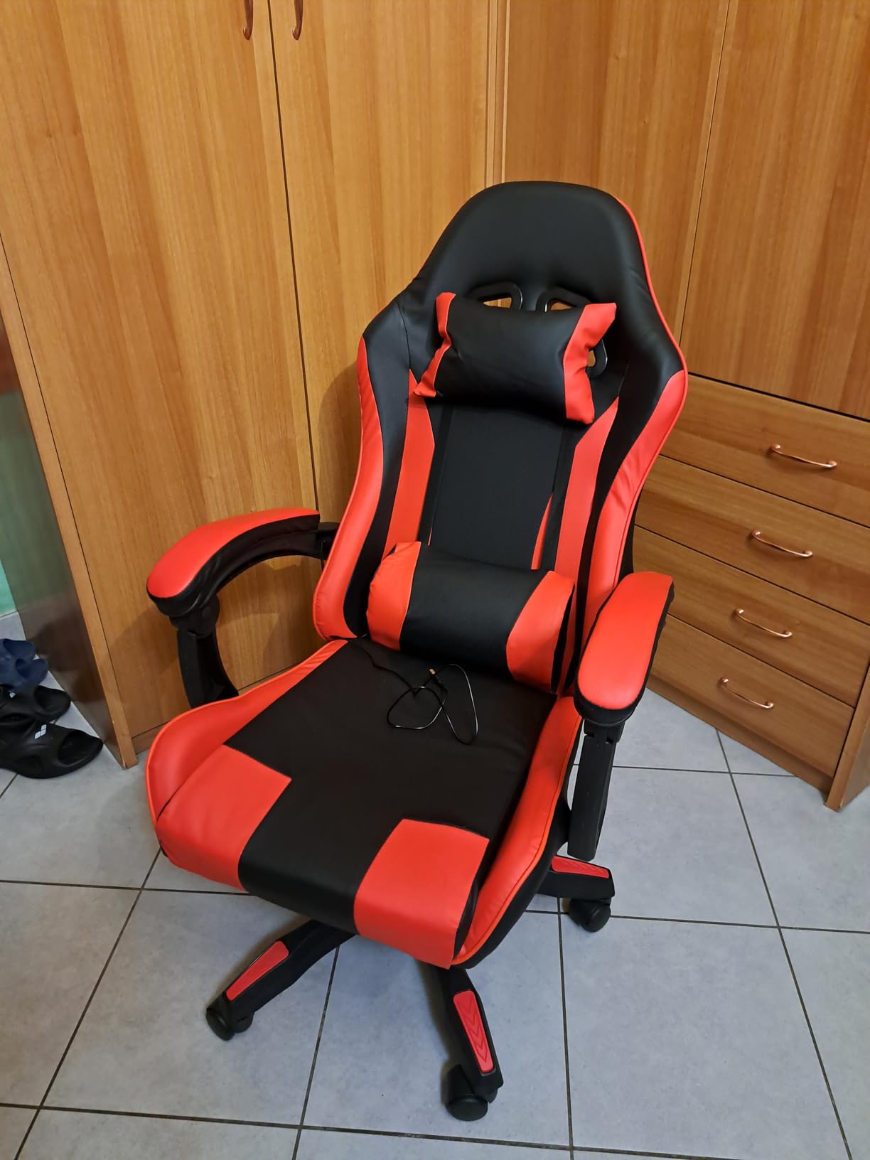 Baroni Home sedia gaming rossa reclinabile massaggio lombare