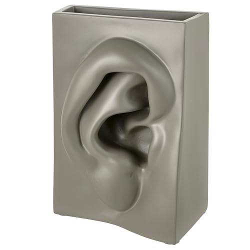 Baroni Home Vaso Resina Faccia Bocca Bianco 17x11x16 cm