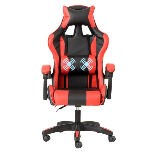 Baroni Home sedia gaming rossa reclinabile massaggio lombare