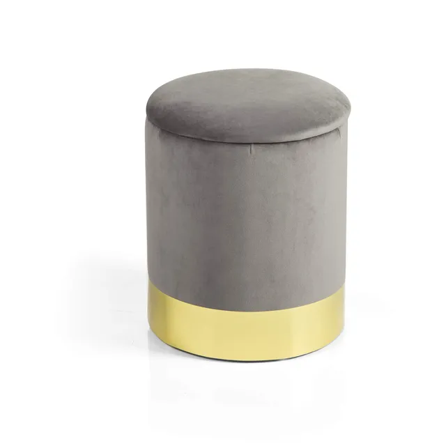 Baroni Home Pouf Contenitore Velluto Grigio 31x31x39 cm
