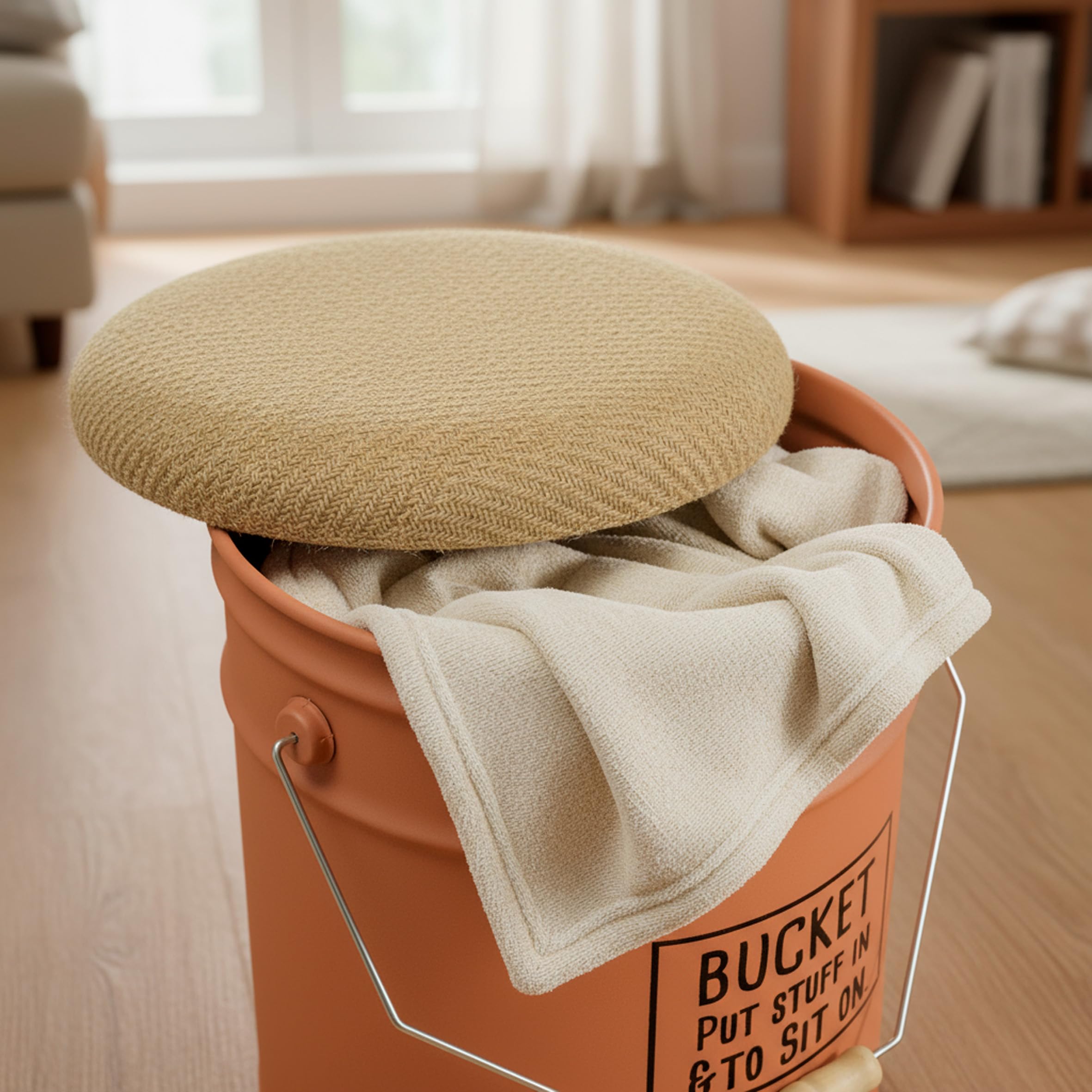 Baroni Home pouf contenitore rosso mattone juta 40x31 cm