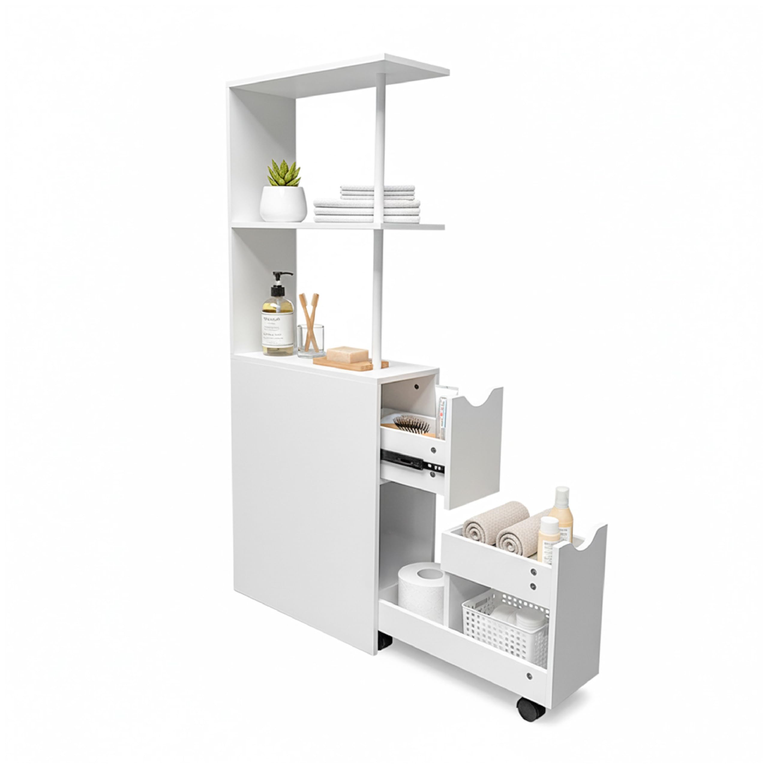 Baroni Home Colonna Bagno Bianca 45x19x113 cm 3 Ripiani