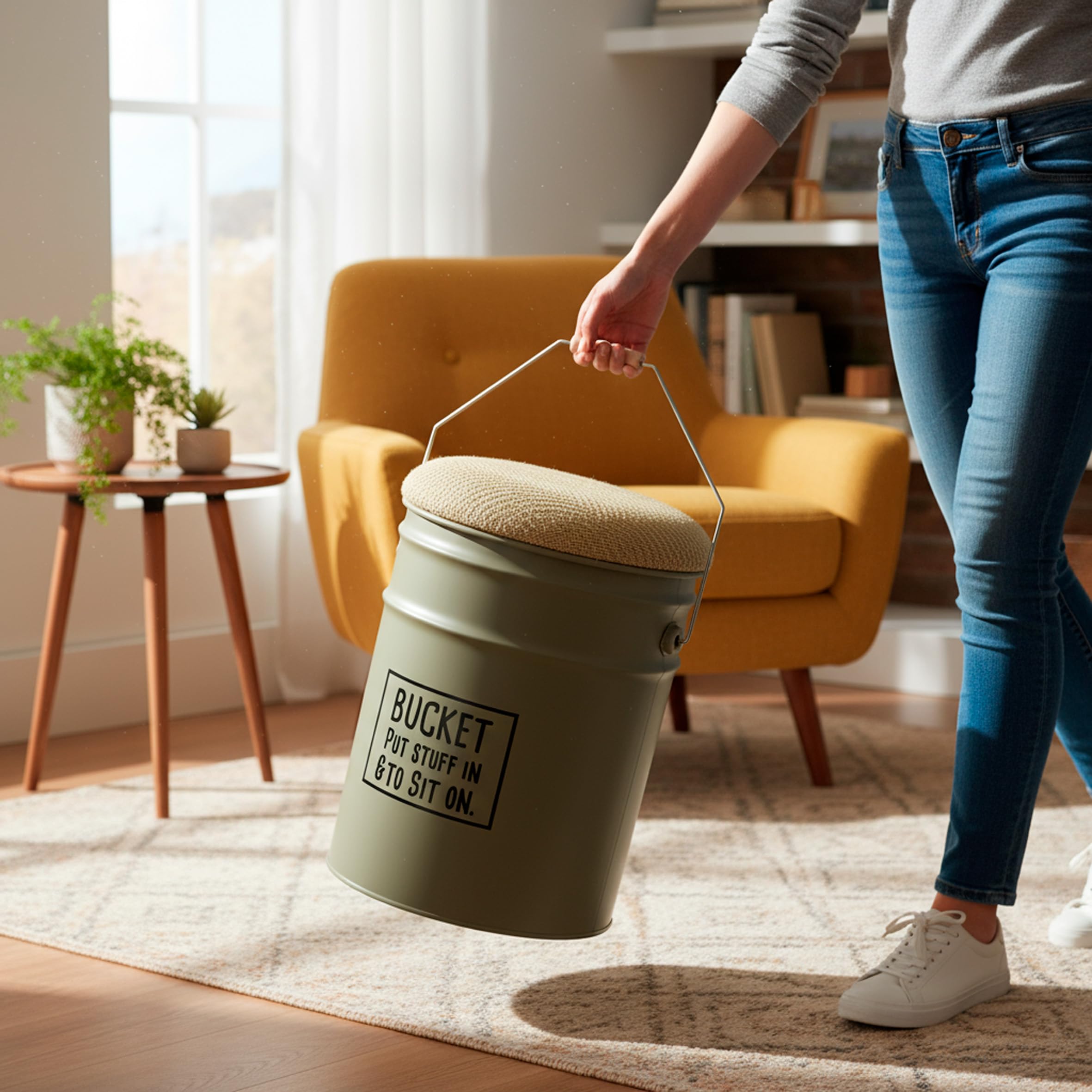 Baroni Home pouf contenitore tortora juta 40x31 cm