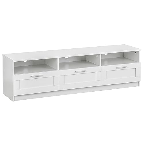 Baroni Home Mobile TV Bianco 3 Cassetti 140x33x30 cm