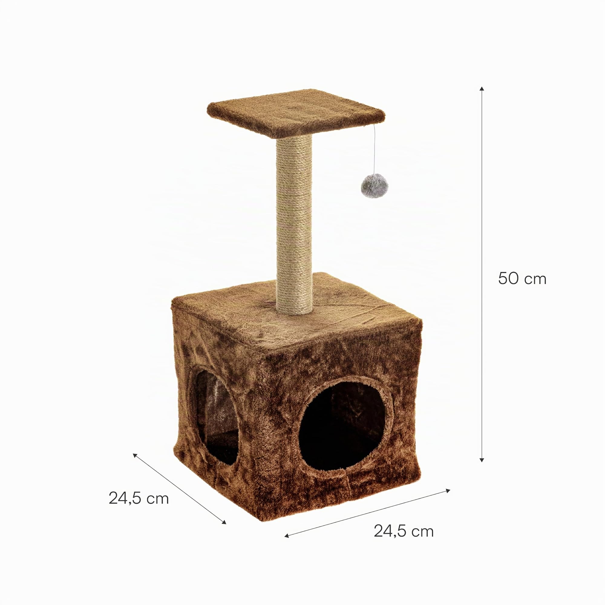 Baroni Home Tiragraffi Gatti 50 cm Marrone con Cuccia