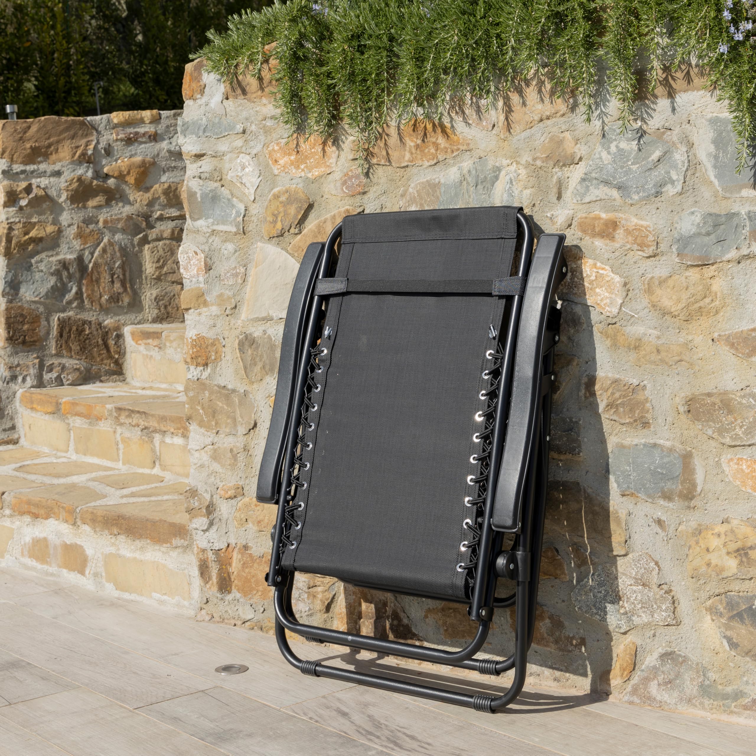 Baroni Home sdraio zero gravity pieghevole giardino nero