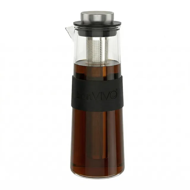 bonVIVO Cold Brew Caraffa Vetro 1L con Filtro Acciaio
