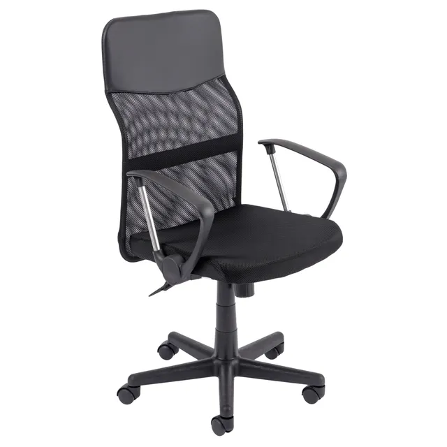 Baroni Home Sedia Ufficio Nera Ecopelle 47x47x109 cm