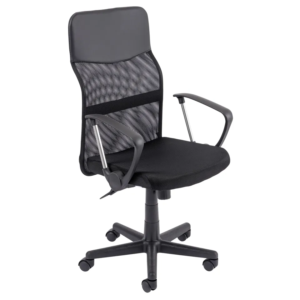 Baroni Home Sedia Ufficio Nera Ecopelle 47x47x109 cm