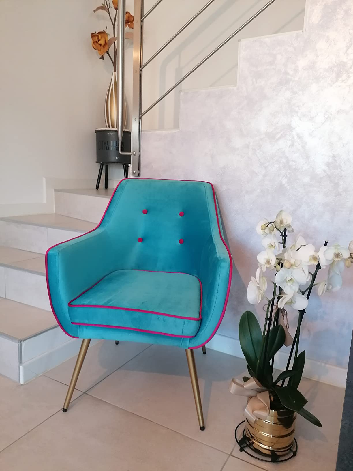 Baroni Home poltrona in ecopelle nera 78x59x64 cm
