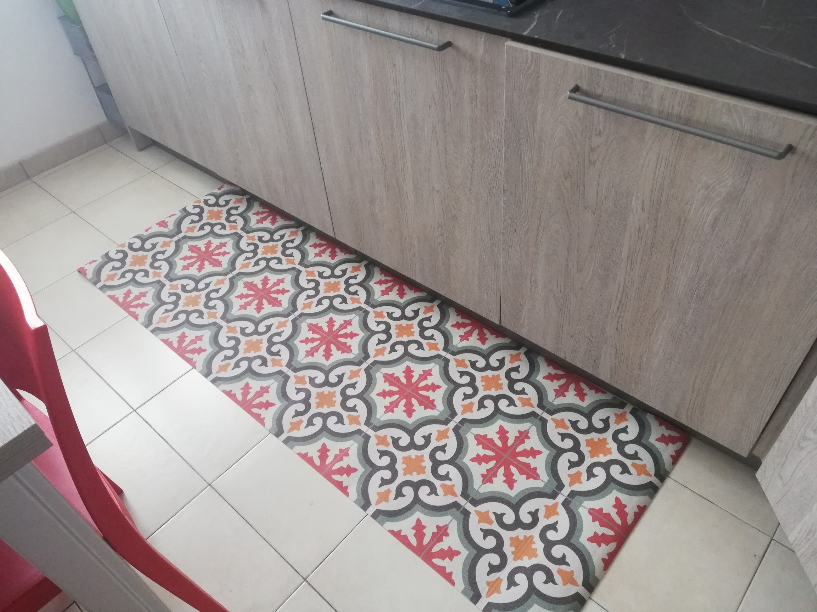 Baroni Home Tappeto PVC 120x60 cm Fiori Rosa Antimacchia