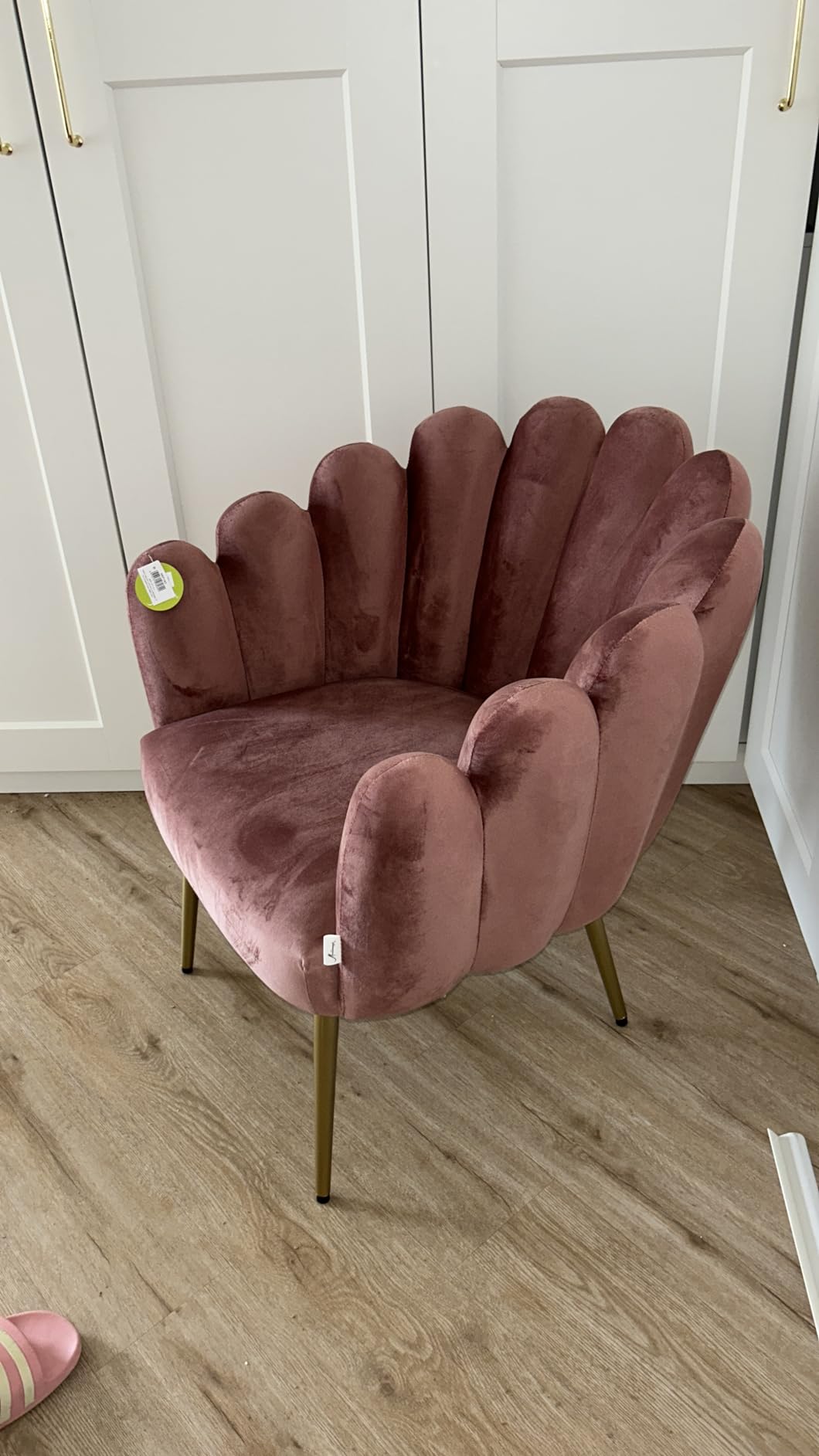 Baroni Home Poltrona Conchiglia in Velluto Petrolio Gambe Oro