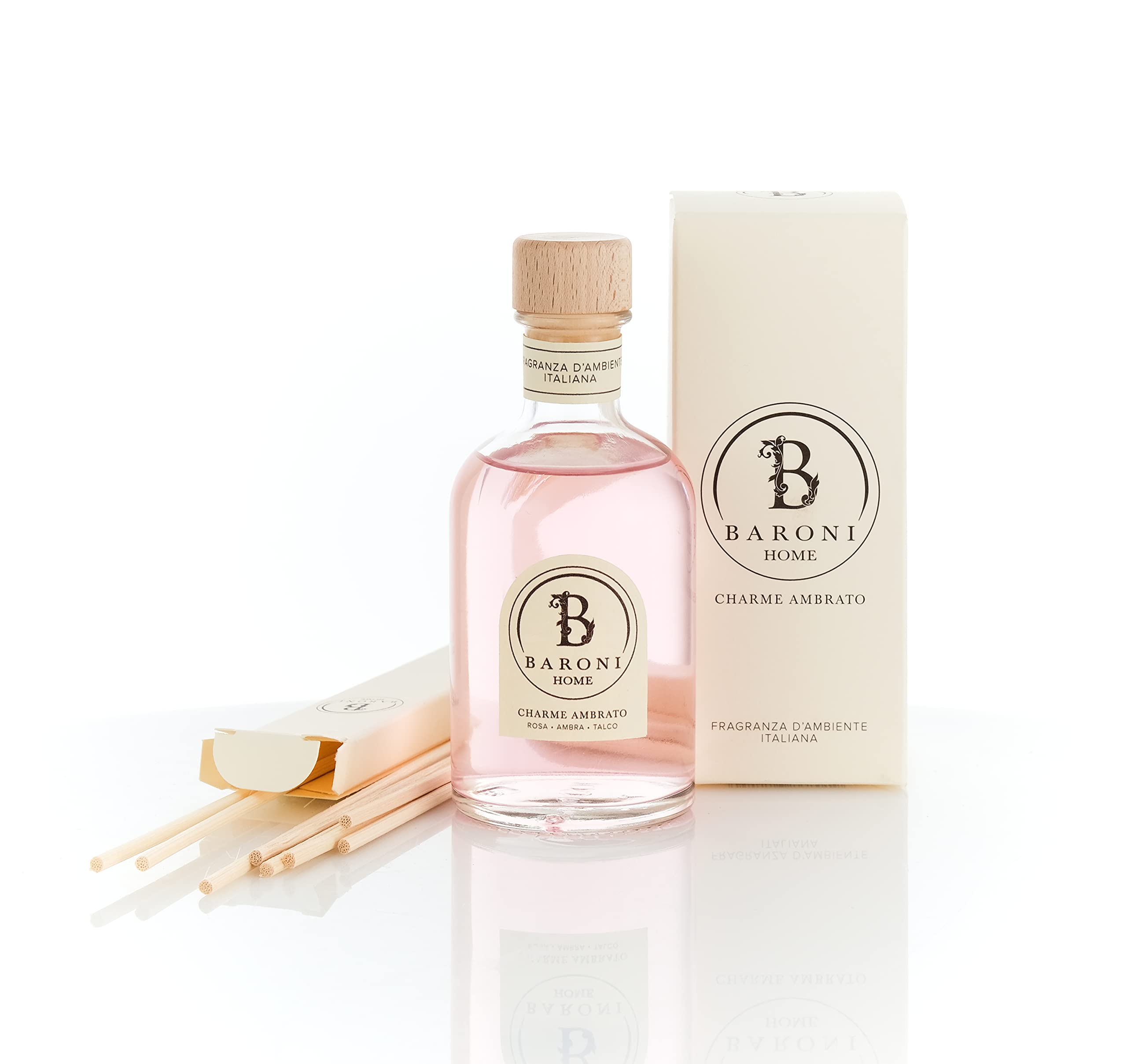 Baroni Home diffusore bastoncini Charme Ambrato 250 ml naturale