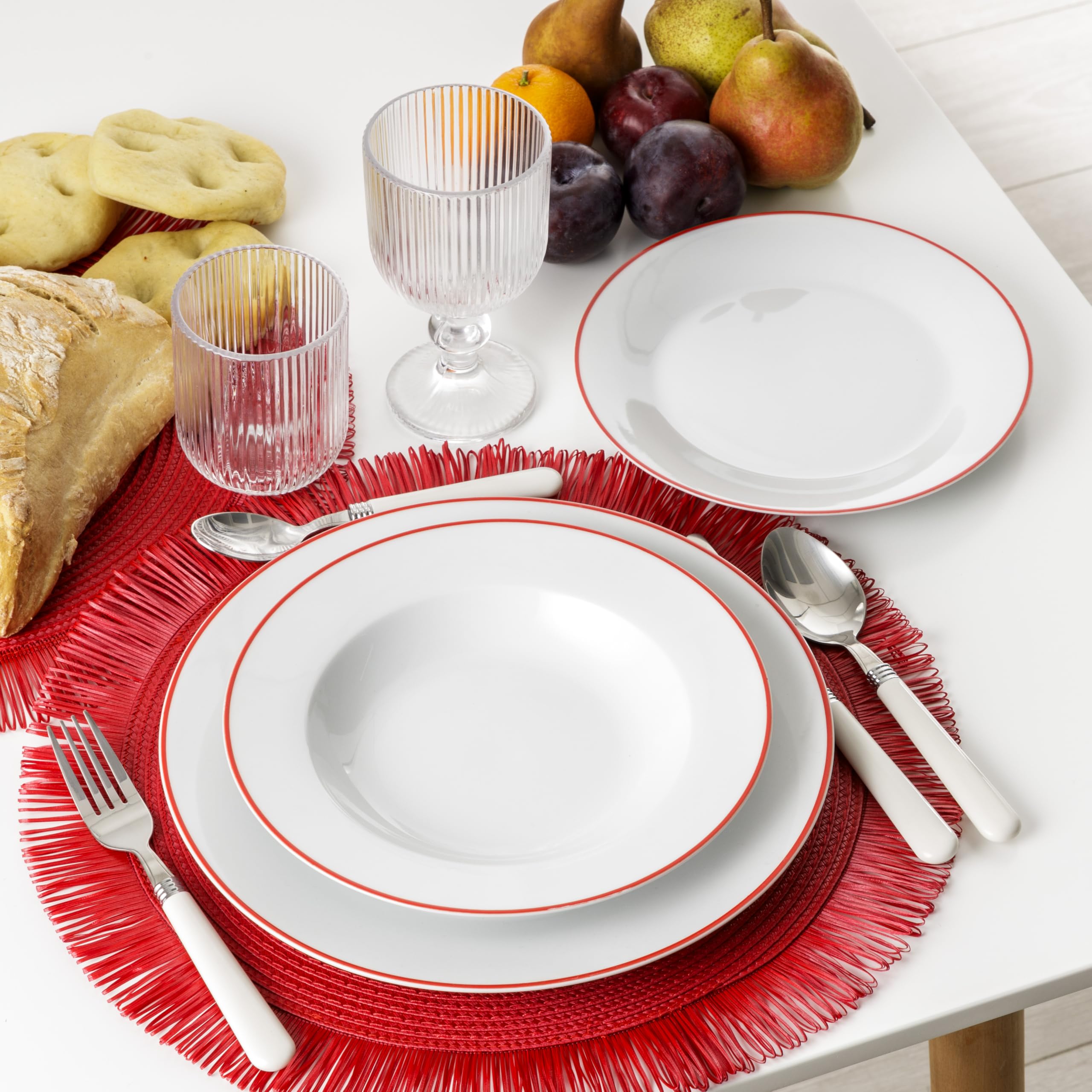 Baroni Home Red Line servizio piatti 18 pezzi porcellana
