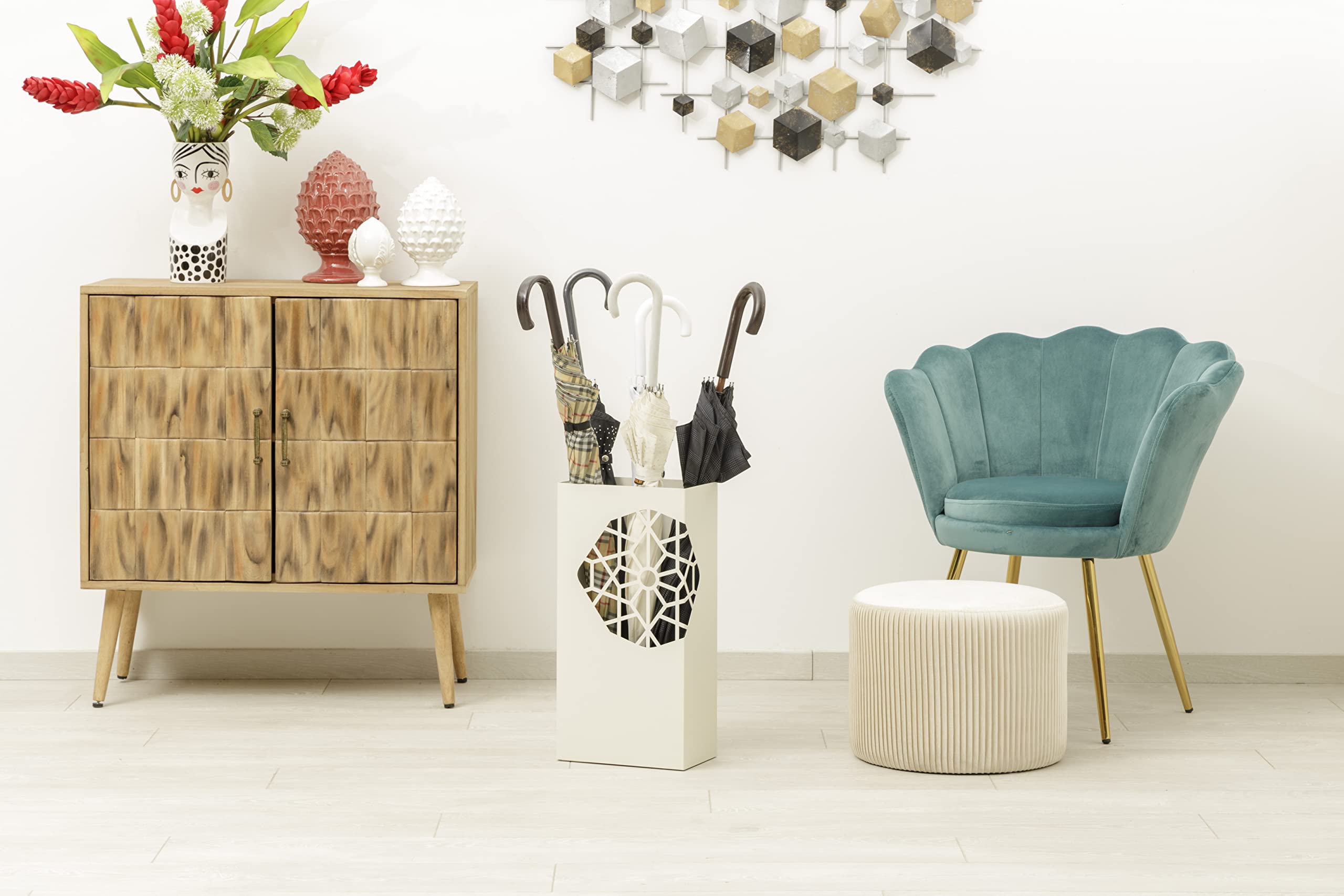 Baroni Home Portaombrelli Squadrato Bianco 25x15x50 cm