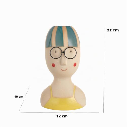 Baroni Home Statuetta Nuotatrice Costume Giallo Ceramica 22 cm