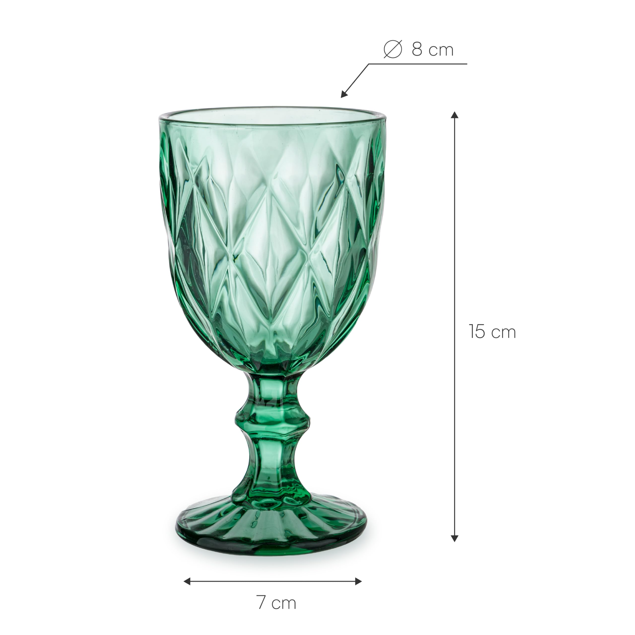 Baroni Home Set 6 Calici Diamante Vetro Verde 27 cl