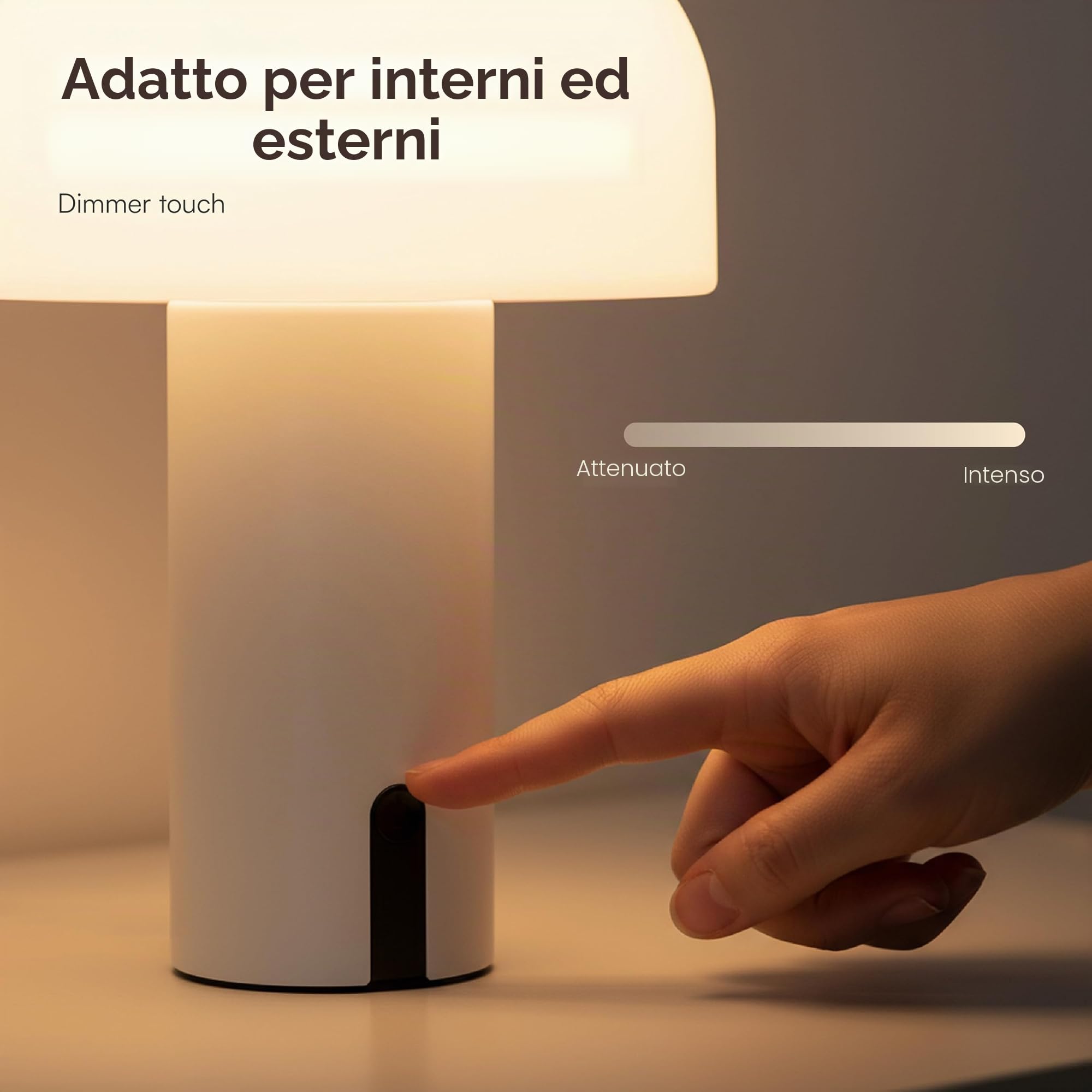 Baroni Home Lampada LED Fungo Senza Fili Bianca 22 cm Ricaricabile