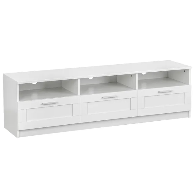 Baroni Home Mobile TV Bianco 3 Cassetti 140x33x30 cm