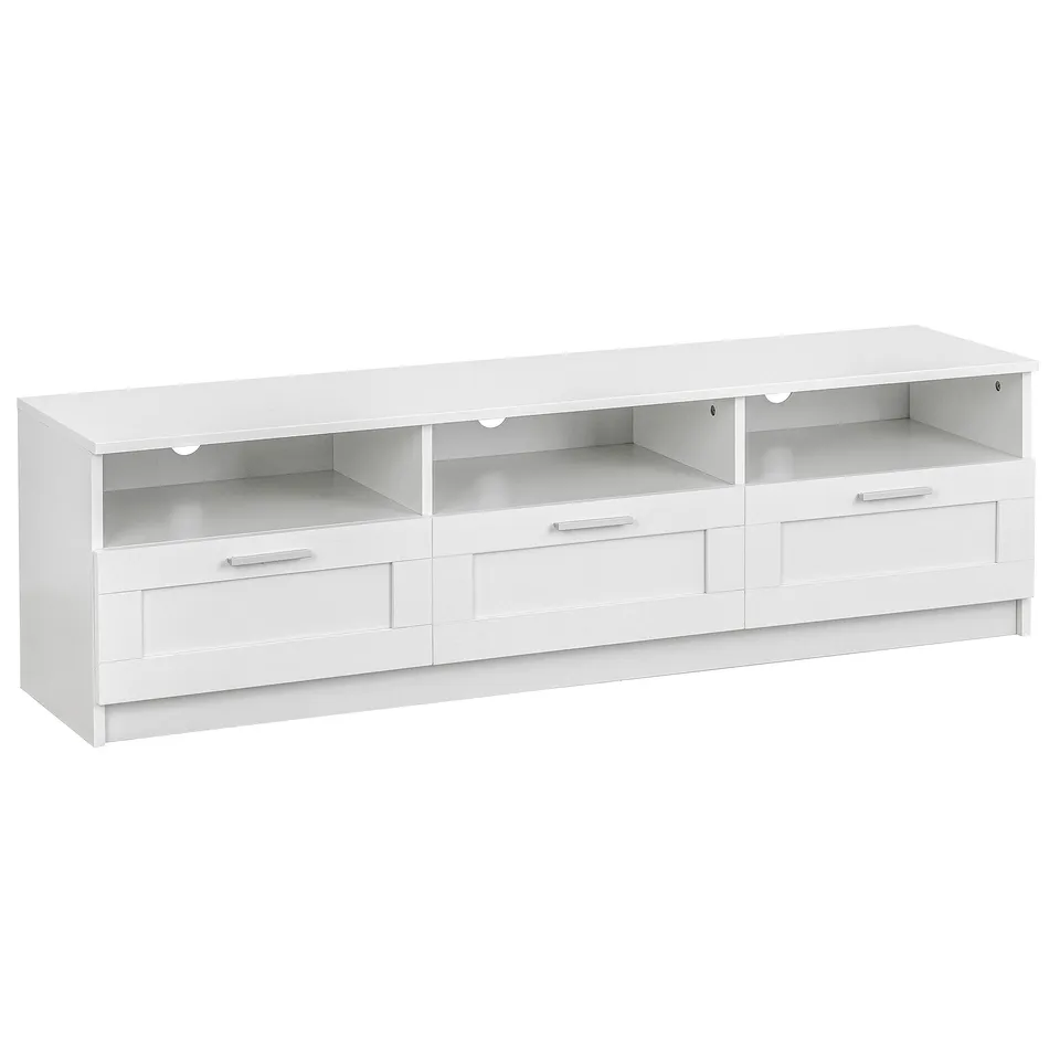 Baroni Home Mobile TV Bianco 3 Cassetti 140x33x30 cm