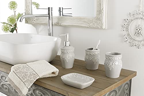 Baroni Home Montemaggi Set Bagno Ceramica 4 Pezzi Grigio