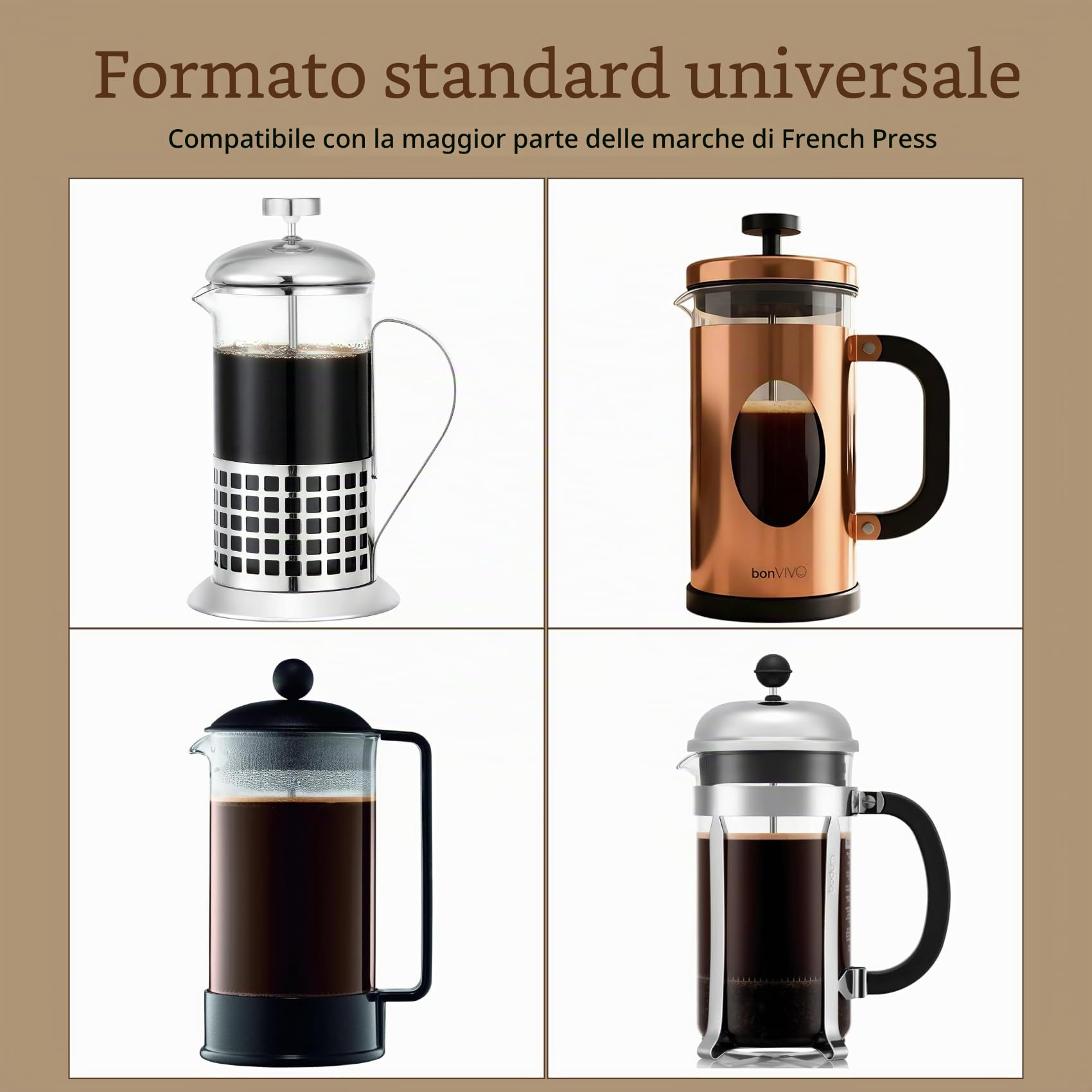 bonVIVO caraffa vetro borosilicato 1 L ricambio french press