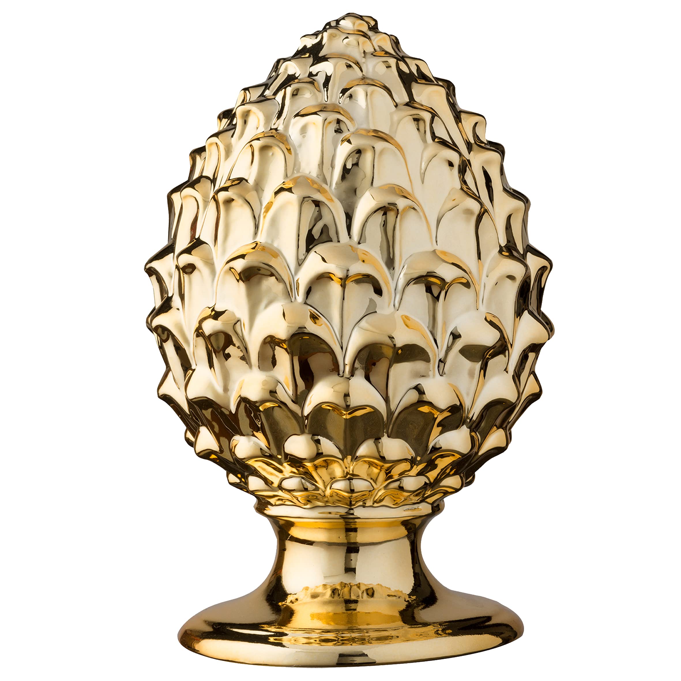 Baroni Home pigna siciliana porcellana bianco oro L 14x14x22 cm