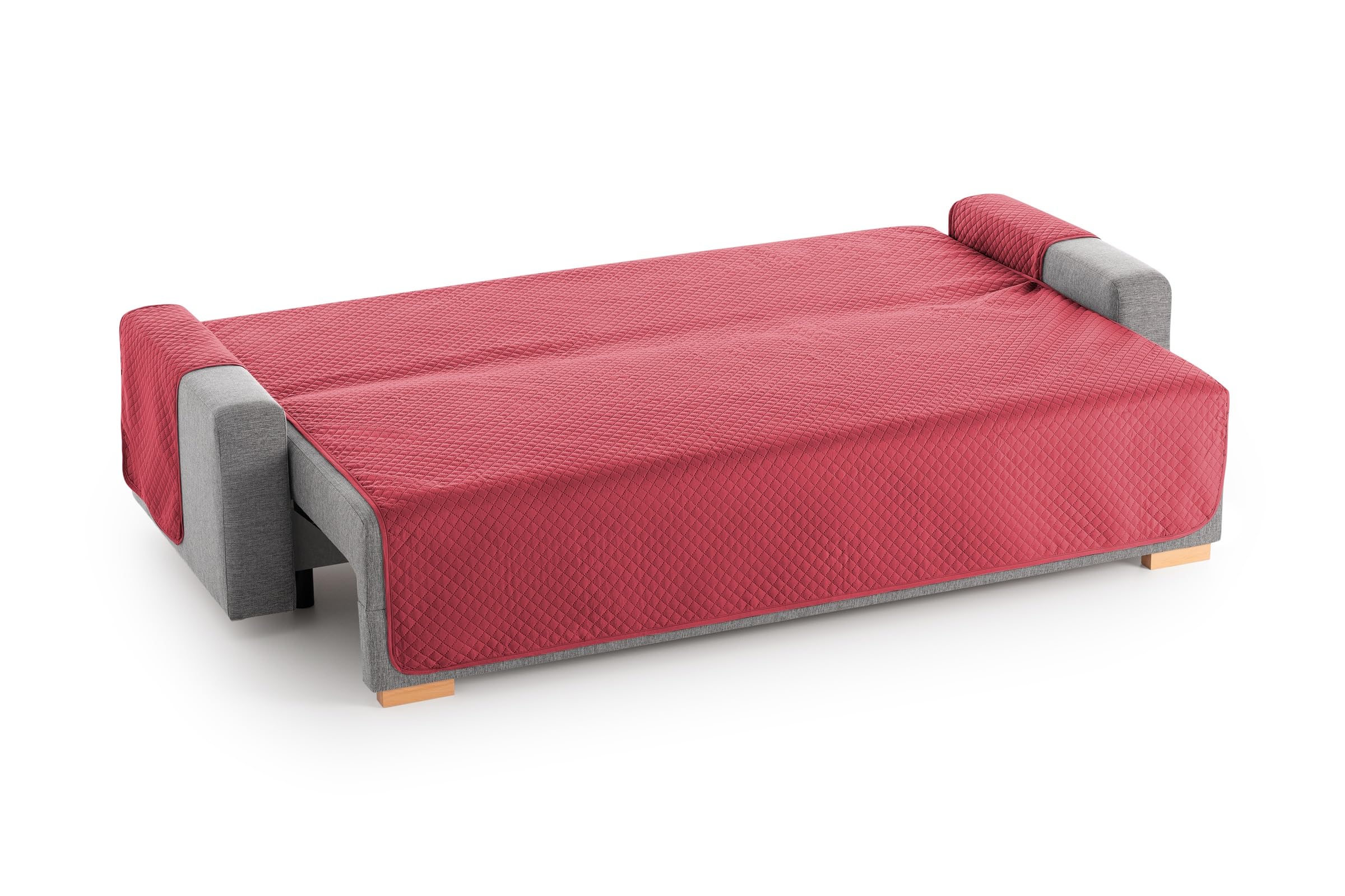 Textilhome Adele copridivano 3 posti 160 cm rosso trapuntato