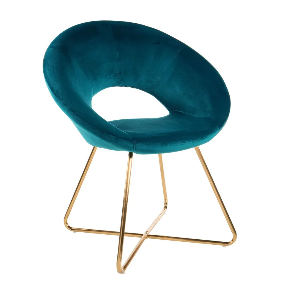 Baroni Home Montemaggi poltrona velluto petrolio gambe oro