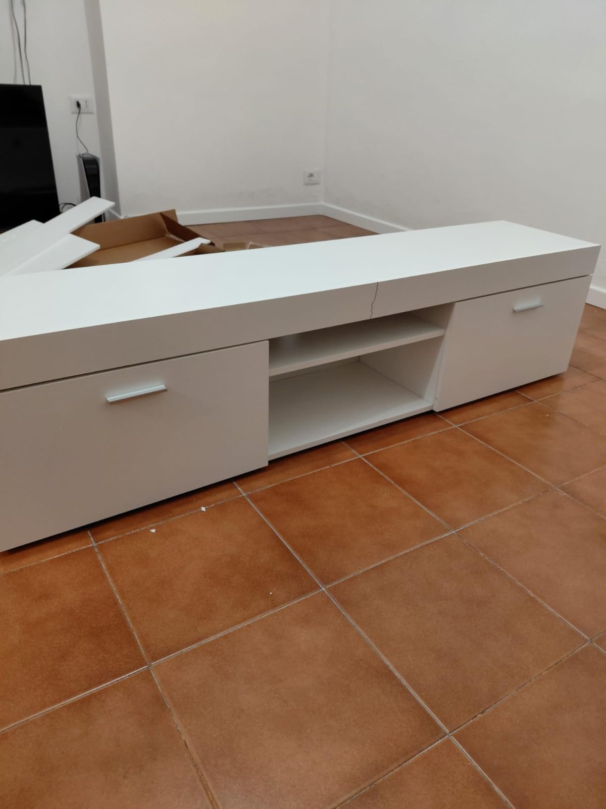 Baroni Home Mobile TV Bianco 2 Sportelli 160x35x40 cm