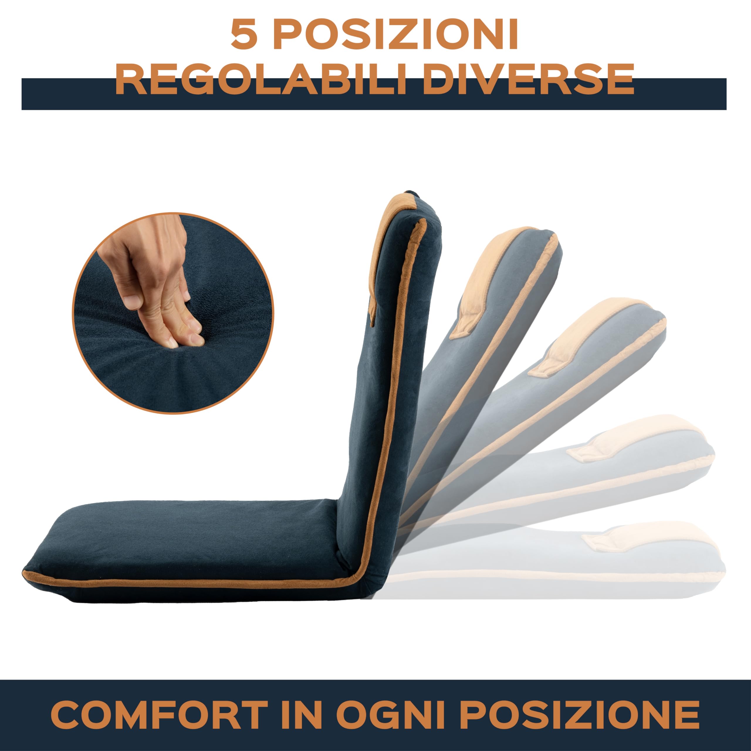 bonVIVO poltrona da terra regolabile imbottita blu lettura
