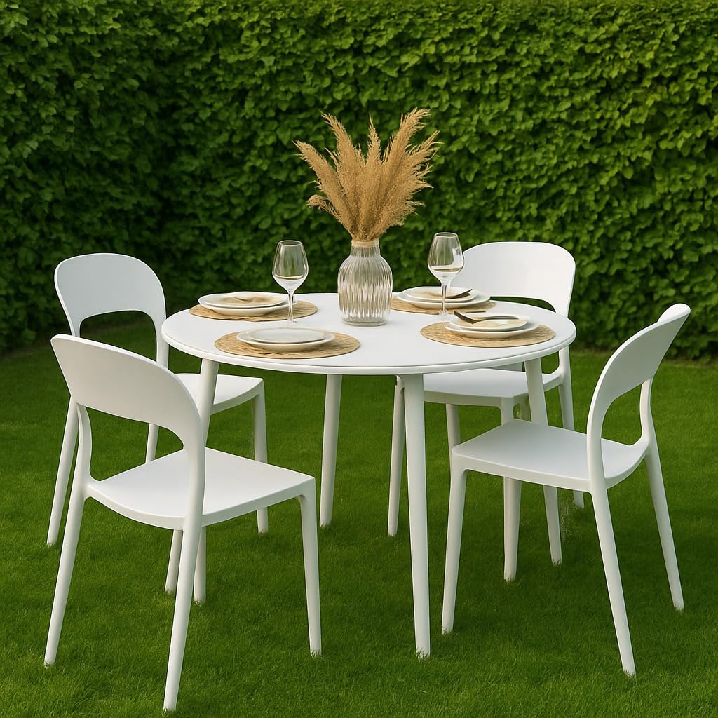 Baroni Home set 4 sedie plastica bianche 77 cm impilabili