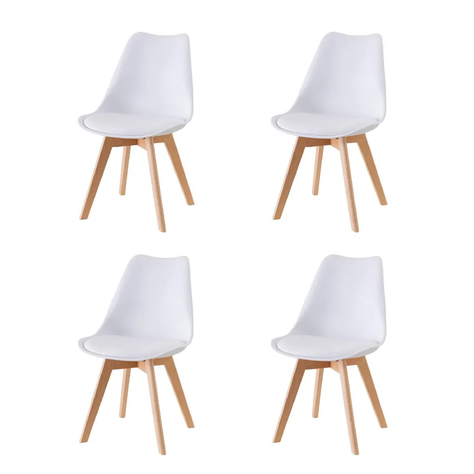 Baroni Home Set 4 Sedie Bianche Gambe Legno 54x46x82 cm