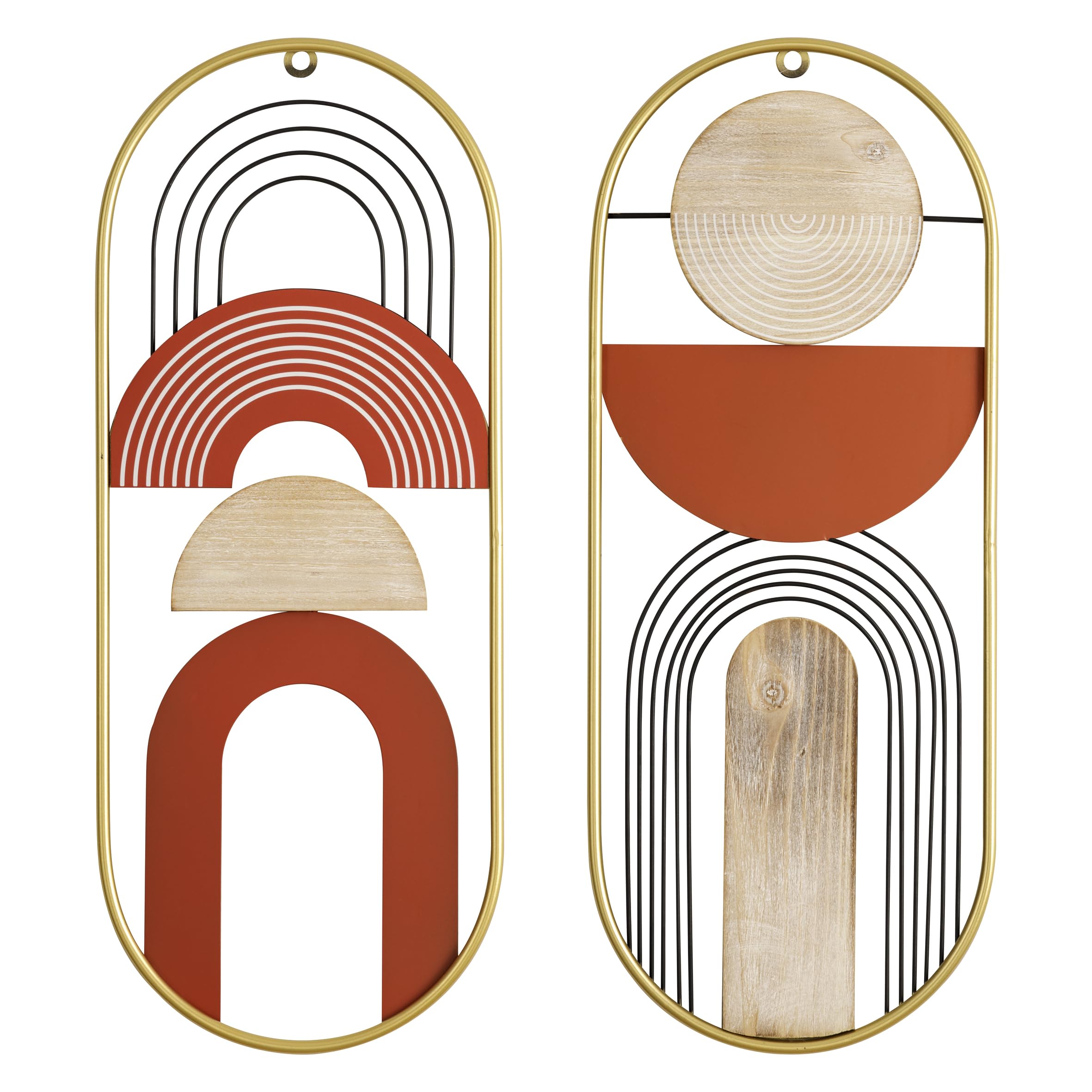 Baroni Home Decorazione Muro Geometrie 2 Pezzi Acciaio Legno