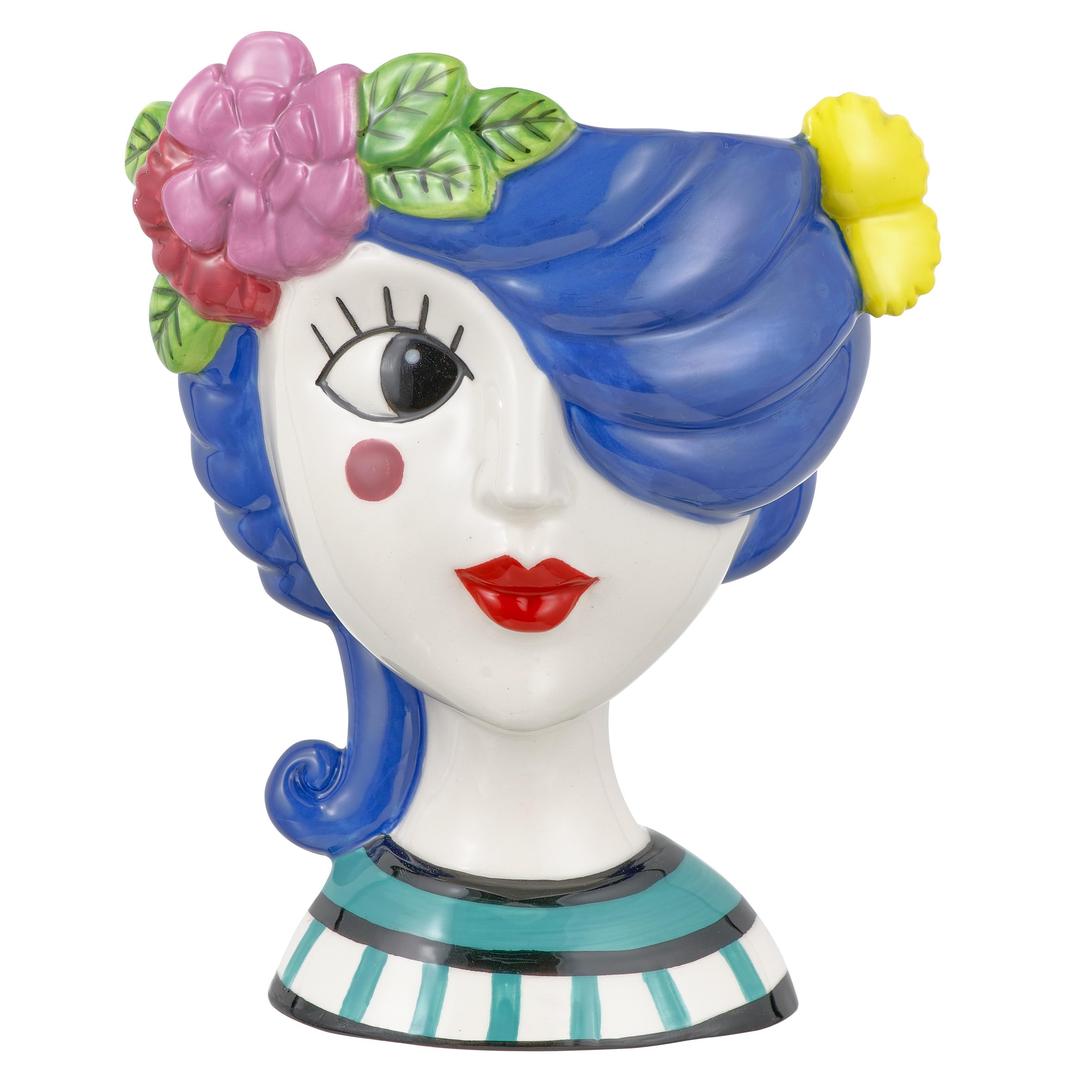 Baroni Stilish Iris vaso in ceramica grande volto dipinto