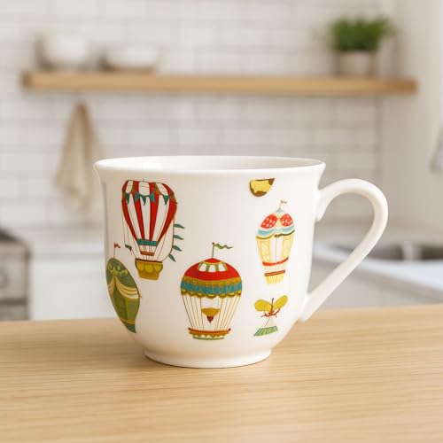 Baroni Home Tazza porcellana mongolfiere 14x11x10 cm