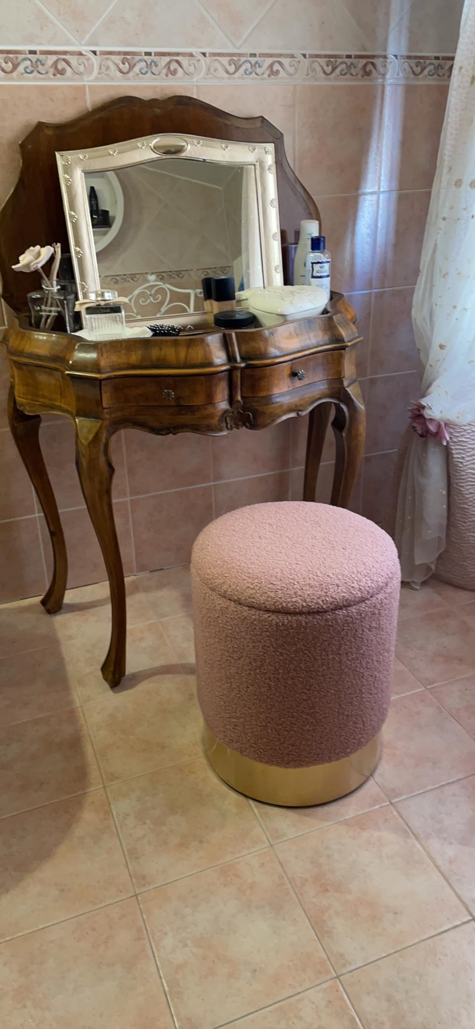 Baroni Home Pouf Poggiapiedi Clessidra Sherpa Beige 37x37x43