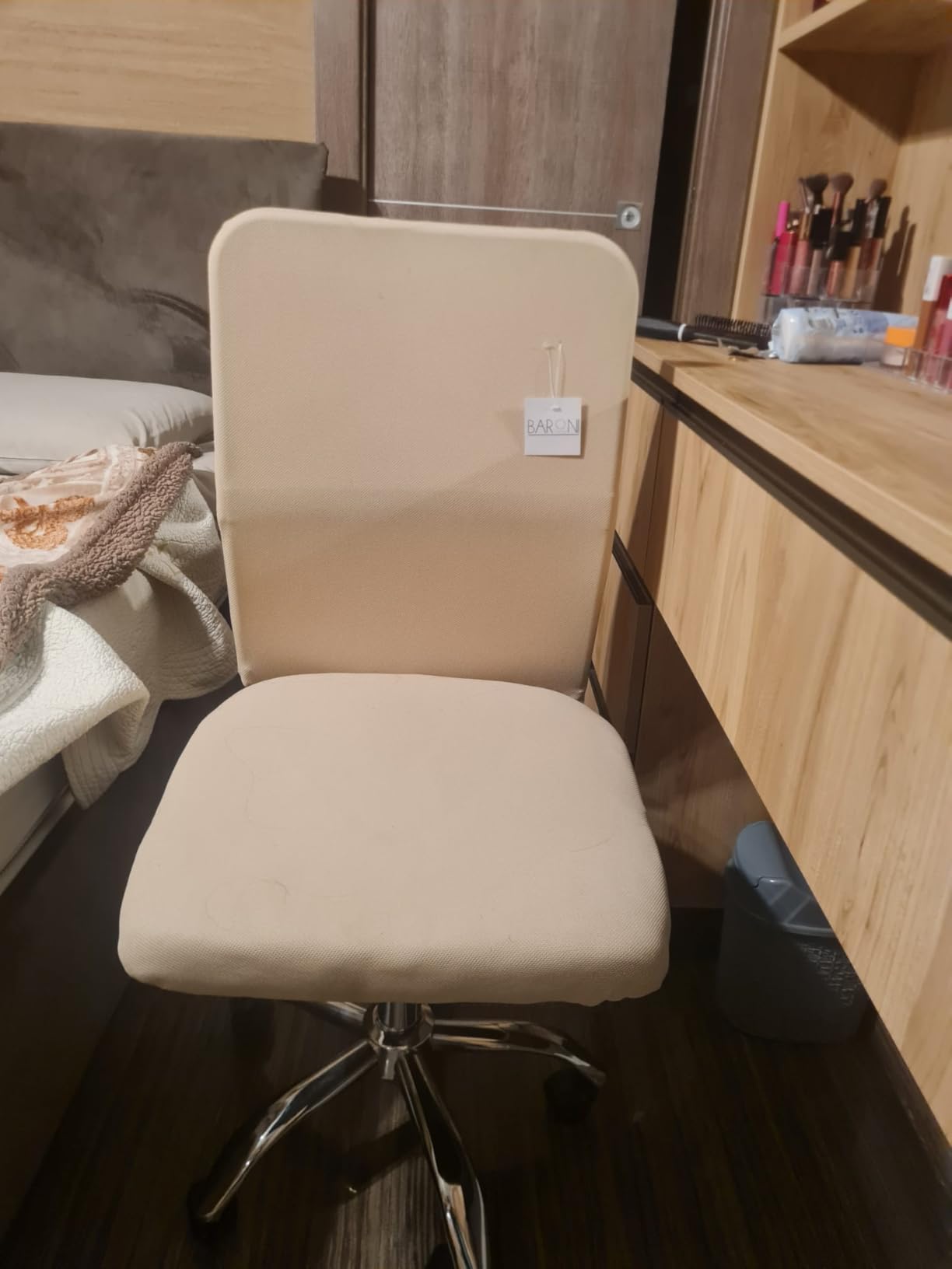 Baroni Home Sedia Ufficio Girevole Grigia in Tessuto